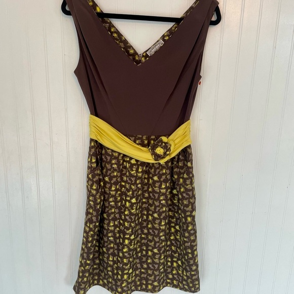 NWT Baraschi by Anthropologie Storm of Shapes Dress in Mocha and Sunshine - 6 - Picture 3 of 13